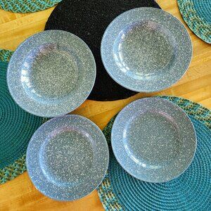 Mikasa Country Blue 2 Salad Plates 2 Wide Rim Soup Bowls Ultrastone CU 501